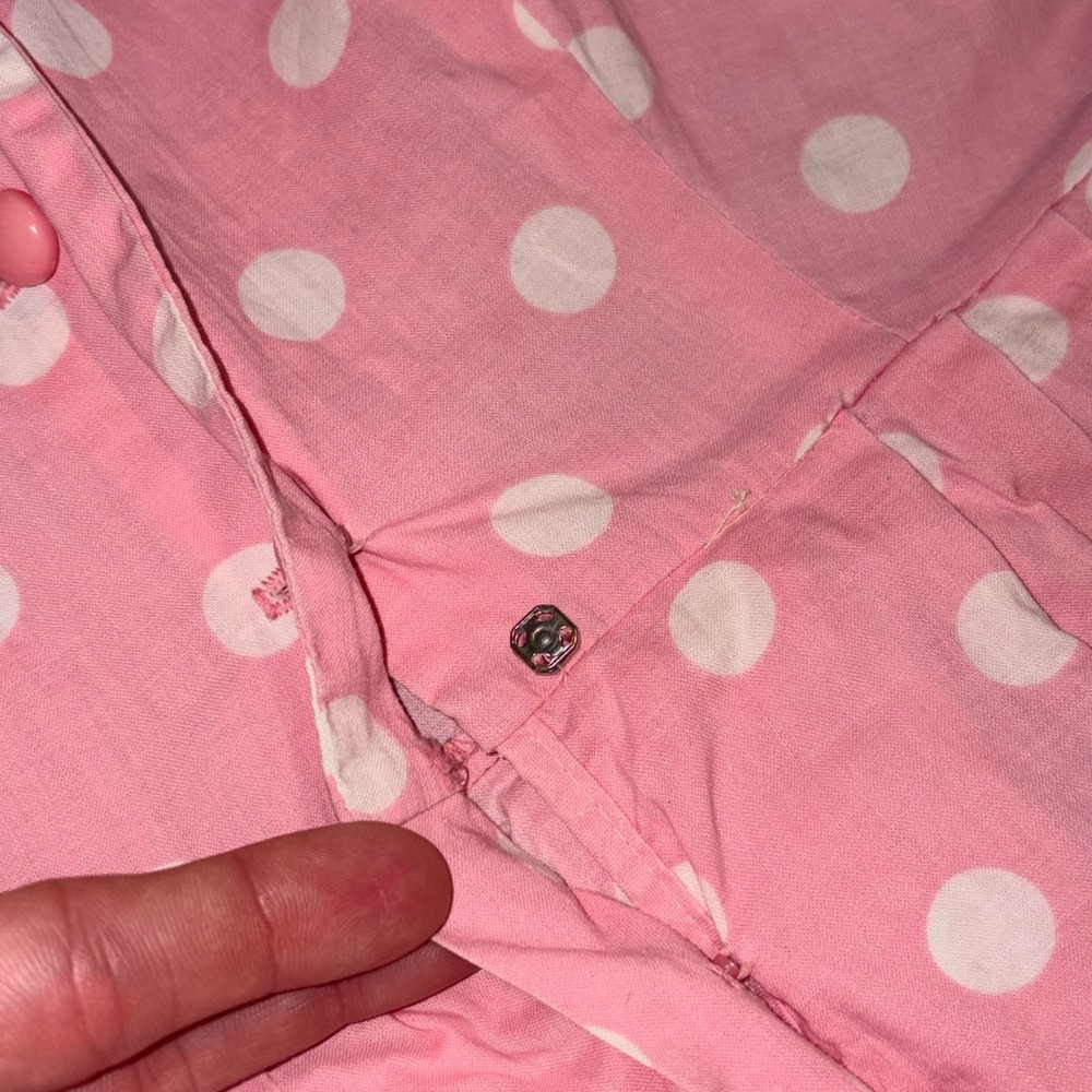 Vintage Sears Pink Polka Dot Shirtdress Rockabilly Fit & Flare Mid Century M - Picture 11 of 16
